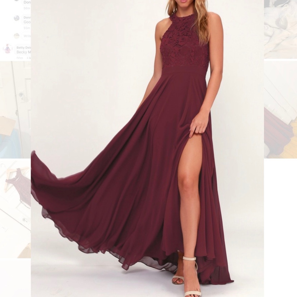 Burgundy/Maroon Bridesmaid Maxi Dress